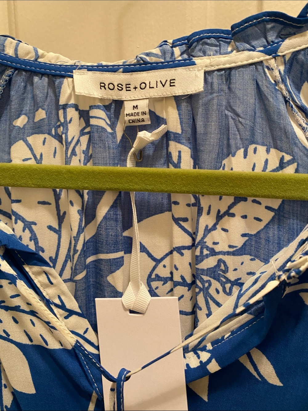 Rose & Olive Blue and White Floral Tie-Front Blouse - Picture 2 of 9